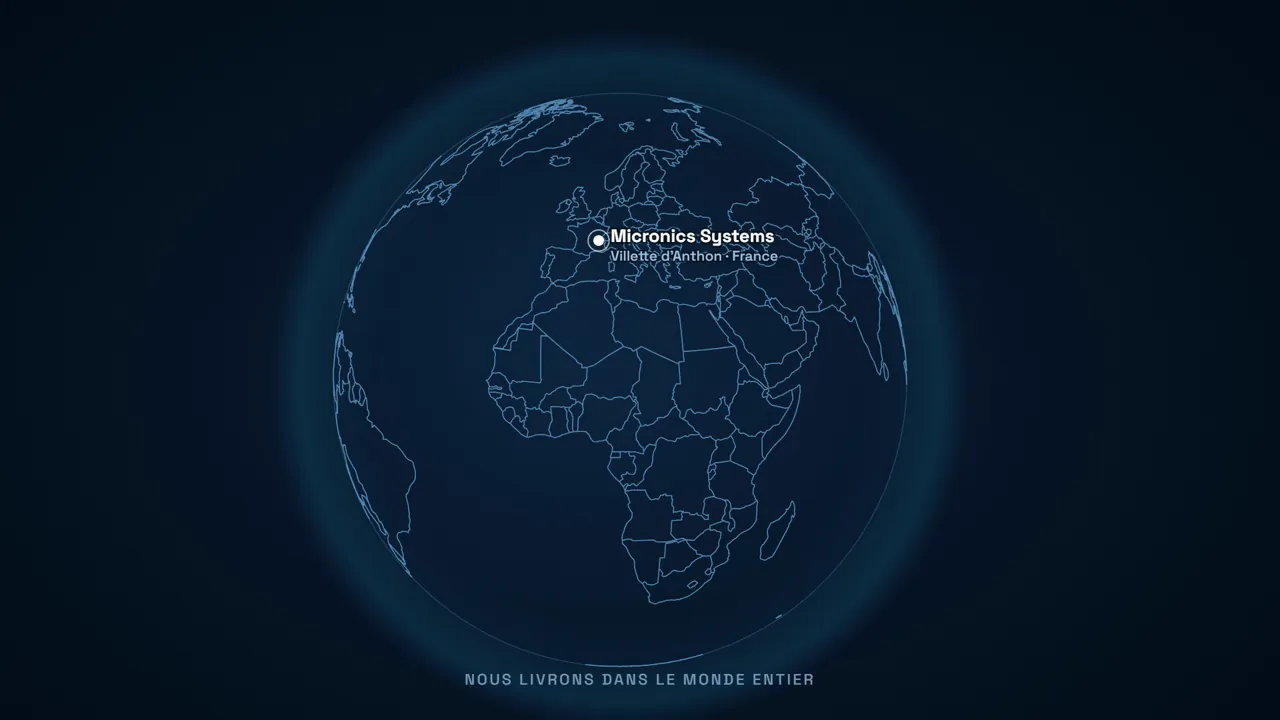 Carte du monde : exportations Micronics Systems depuis Villette-d'Anthon vers les cinq continents